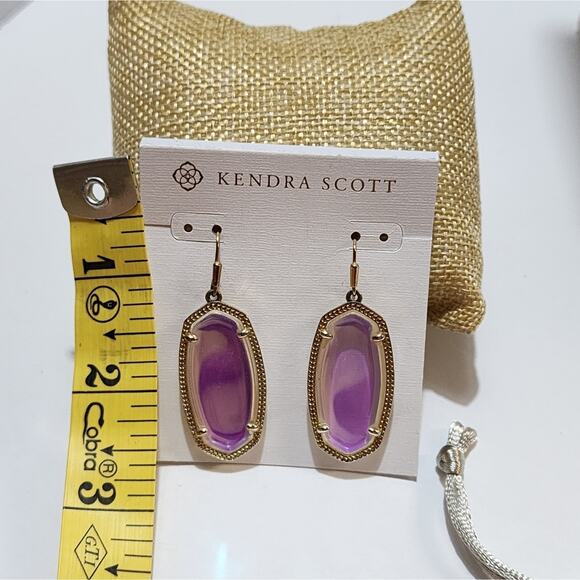 Kendra Scott Gold and Dichroic Glass Elle Earrings New - Picture 2 of 5